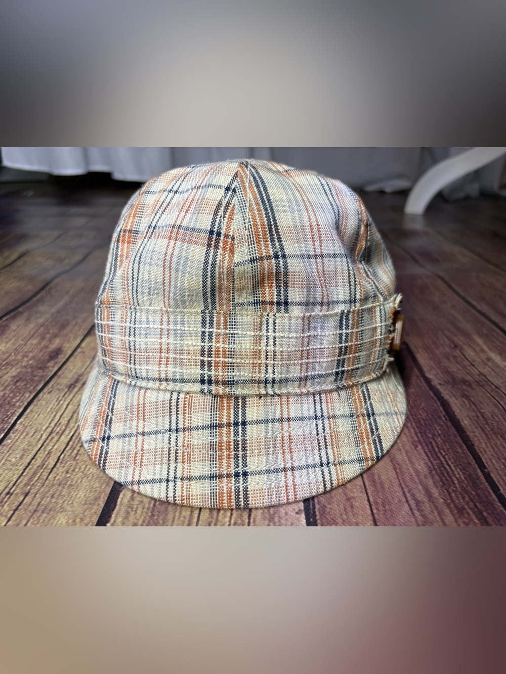Goorin Brothers Plaid Newsboy Cabbie Bakerboy Schoolboy Hat w Button Size Small
